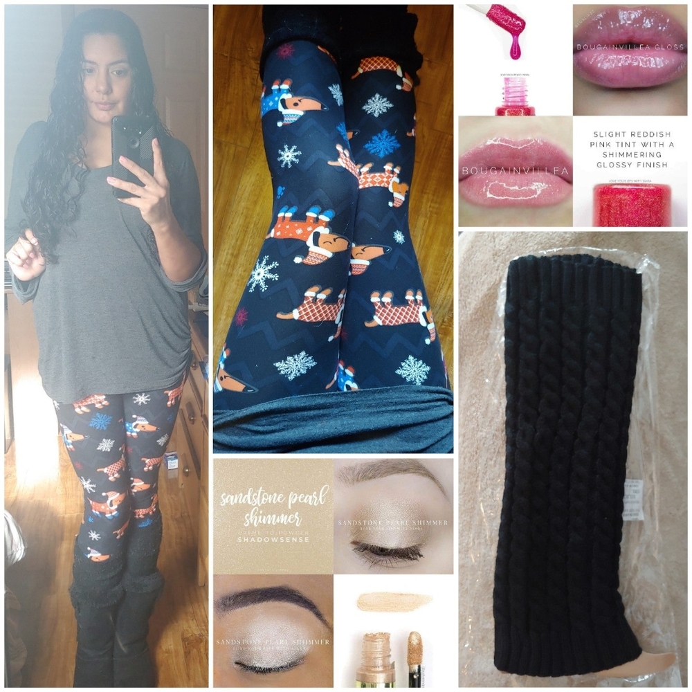 One Size Holiday Daschund Print Leggings